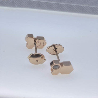 [⭐Clover Jewelry]BEE LOVE PINK GOLD DIAMOND EARRINGS