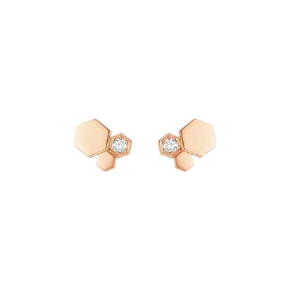 [⭐Clover Jewelry]BEE LOVE PINK GOLD DIAMOND EARRINGS