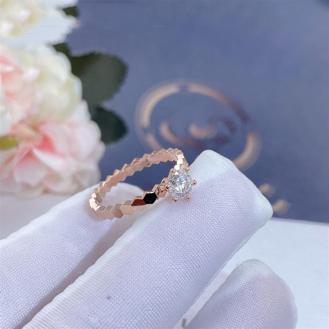 [⭐Clover Jewelry]BEE LOVE RING PINK GOLD 1 DIAMOND