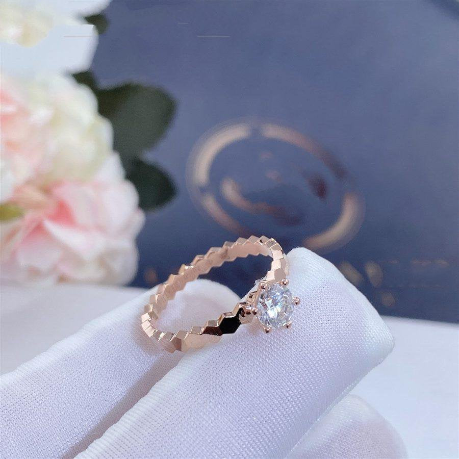 [⭐Clover Jewelry]BEE LOVE RING PINK GOLD 1 DIAMOND
