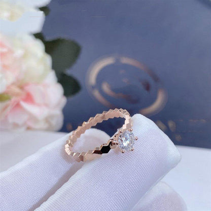 [⭐Clover Jewelry]BEE LOVE RING PINK GOLD 1 DIAMOND