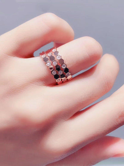 [⭐Clover Jewelry]BEE LOVE RING PINK GOLD DIAMOND
