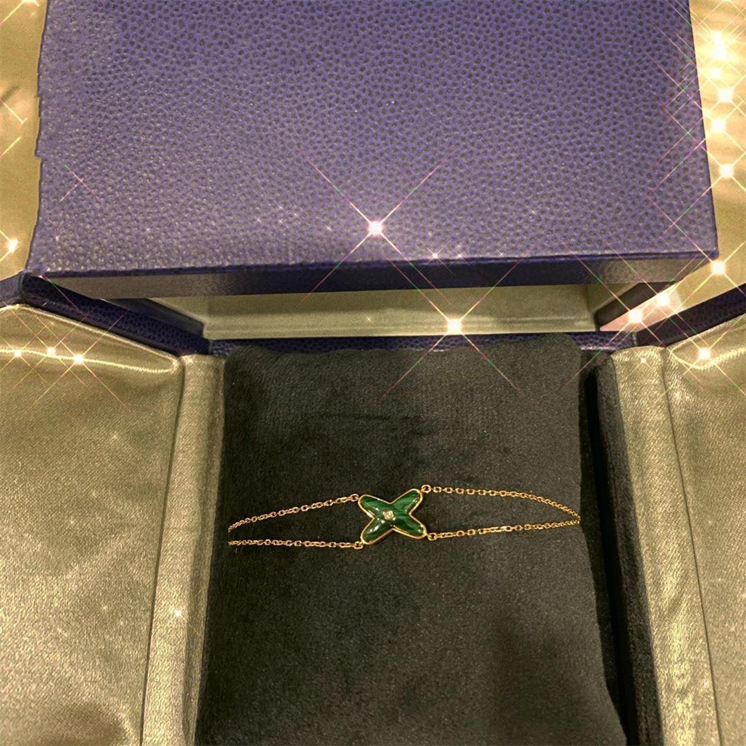 [⭐Clover Jewelry]JEUX BRACELET MALACHITE PINK GOLD 1 DIAMOND