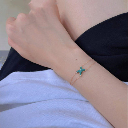 [⭐Clover Jewelry]JEUX BRACELET MALACHITE PINK GOLD 1 DIAMOND