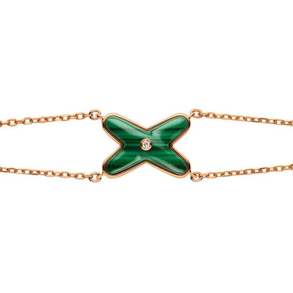 [⭐Clover Jewelry]JEUX BRACELET MALACHITE PINK GOLD 1 DIAMOND