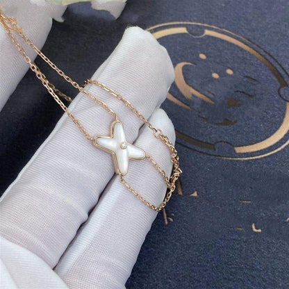 [⭐Clover Jewelry]JEUX BRACELET WHITE MOP PINK GOLD 1 DIAMOND