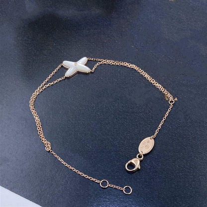 [⭐Clover Jewelry]JEUX BRACELET WHITE MOP PINK GOLD 1 DIAMOND