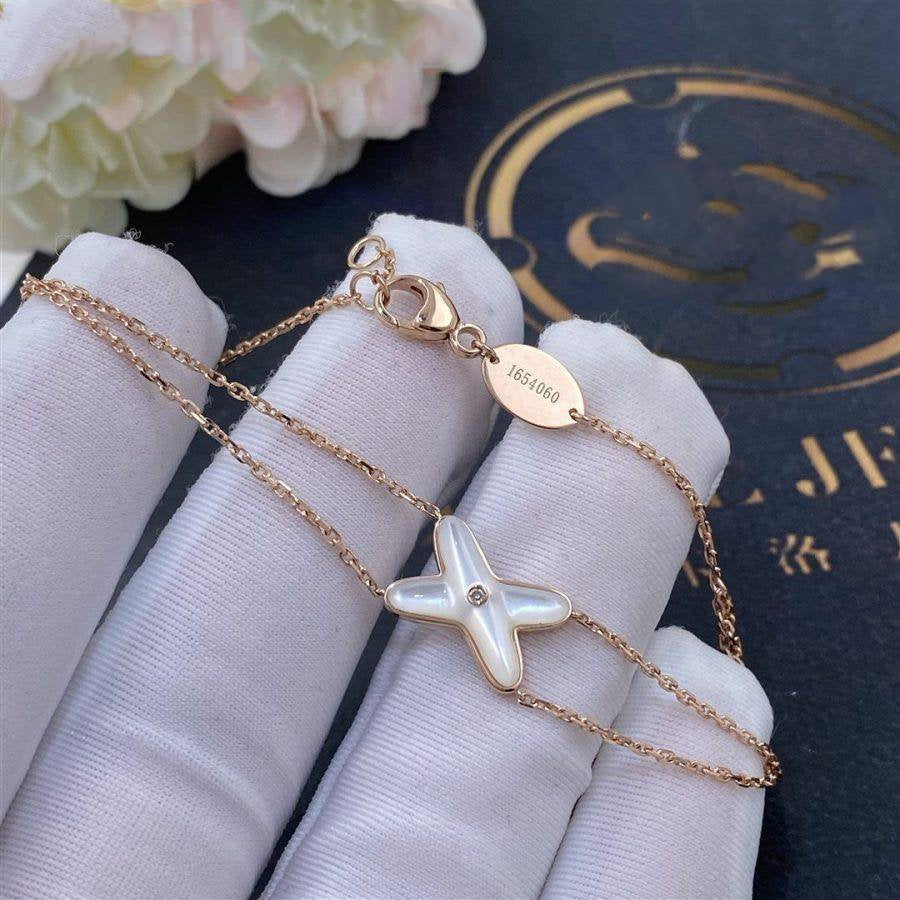 [⭐Clover Jewelry]JEUX BRACELET WHITE MOP PINK GOLD 1 DIAMOND