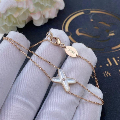 [⭐Clover Jewelry]JEUX BRACELET WHITE MOP PINK GOLD 1 DIAMOND