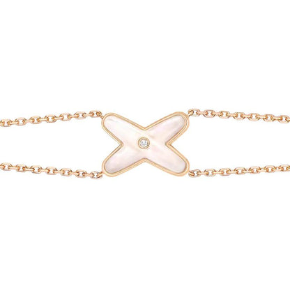 [⭐Clover Jewelry]JEUX BRACELET WHITE MOP PINK GOLD 1 DIAMOND