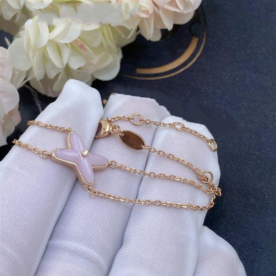 [⭐Clover Jewelry]JEUX BRACELET PINK MOP PINK GOLD 1 DIAMOND