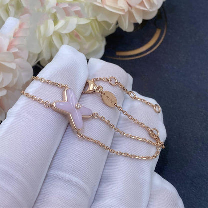[⭐Clover Jewelry]JEUX BRACELET PINK MOP PINK GOLD 1 DIAMOND