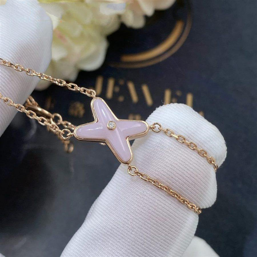 [⭐Clover Jewelry]JEUX BRACELET PINK MOP PINK GOLD 1 DIAMOND