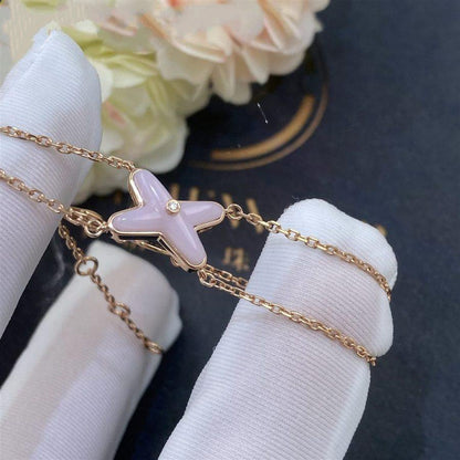 [⭐Clover Jewelry]JEUX BRACELET PINK MOP PINK GOLD 1 DIAMOND