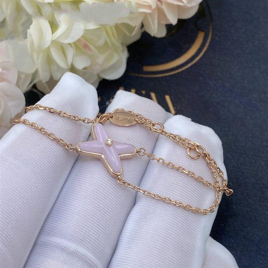 [⭐Clover Jewelry]JEUX BRACELET PINK MOP PINK GOLD 1 DIAMOND