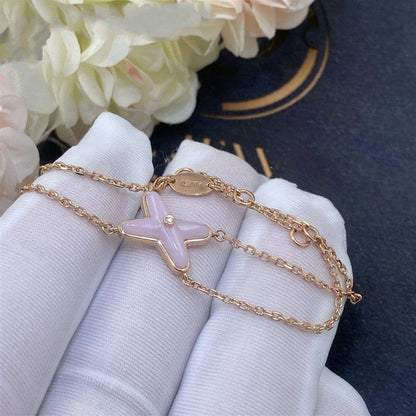 [⭐Clover Jewelry]JEUX BRACELET PINK MOP PINK GOLD 1 DIAMOND