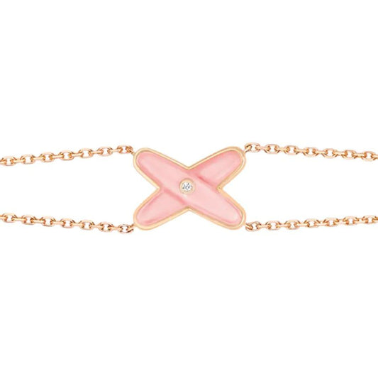 [⭐Clover Jewelry]JEUX BRACELET PINK MOP PINK GOLD 1 DIAMOND