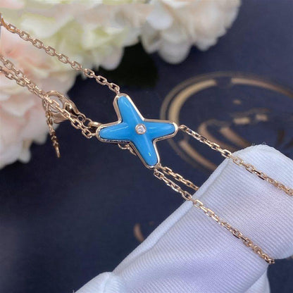 [⭐Clover Jewelry]JEUX BRACELET TURQUOISE PINK GOLD 1 DIAMOND