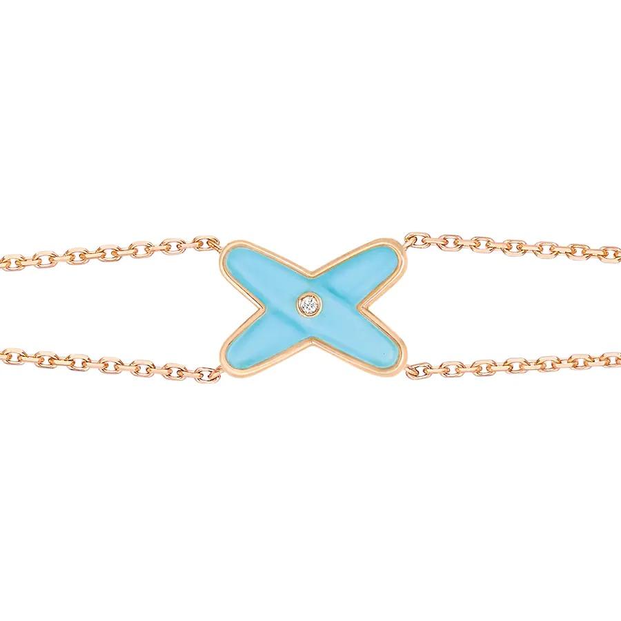[⭐Clover Jewelry]JEUX BRACELET TURQUOISE PINK GOLD 1 DIAMOND