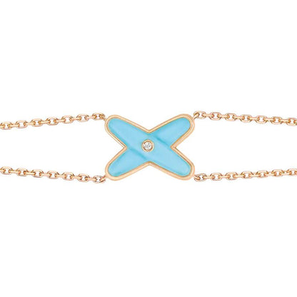 [⭐Clover Jewelry]JEUX BRACELET TURQUOISE PINK GOLD 1 DIAMOND