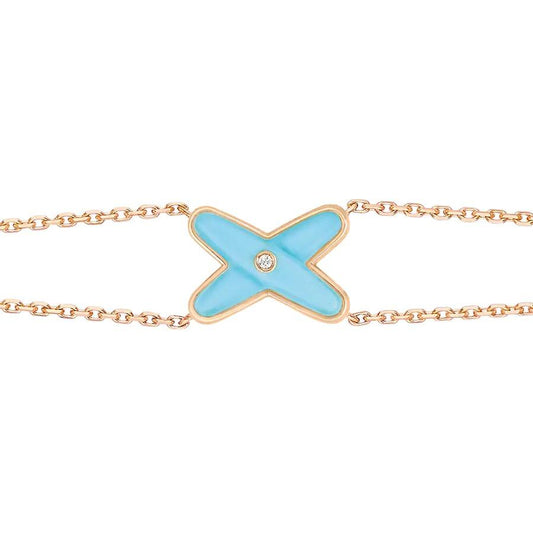 [⭐Clover Jewelry]JEUX BRACELET TURQUOISE PINK GOLD 1 DIAMOND