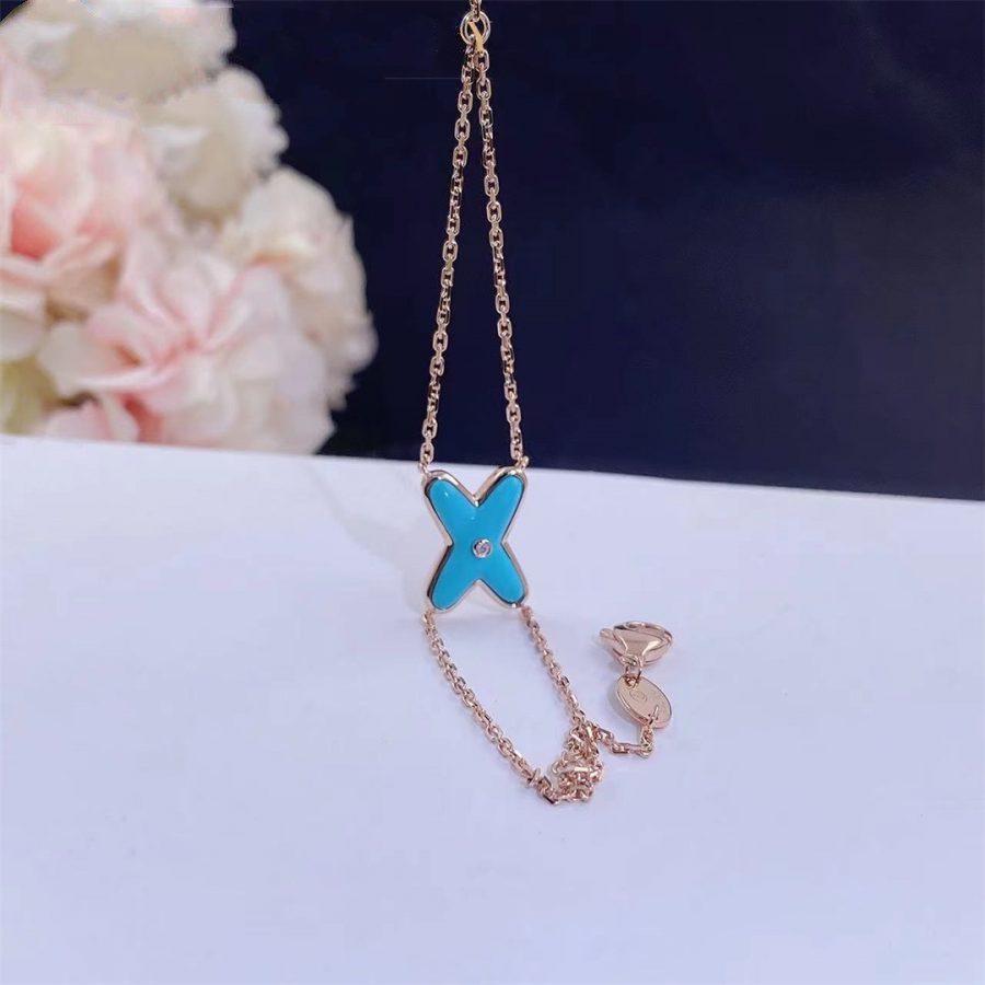 [⭐Clover Jewelry]JEUX BRACELET TURQUOISE PINK GOLD 1 DIAMOND
