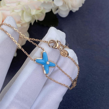 [⭐Clover Jewelry]JEUX BRACELET TURQUOISE PINK GOLD 1 DIAMOND