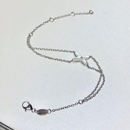 [⭐Clover Jewelry]JEUX BRACELET WHITE MOP SILVER 1 DIAMOND