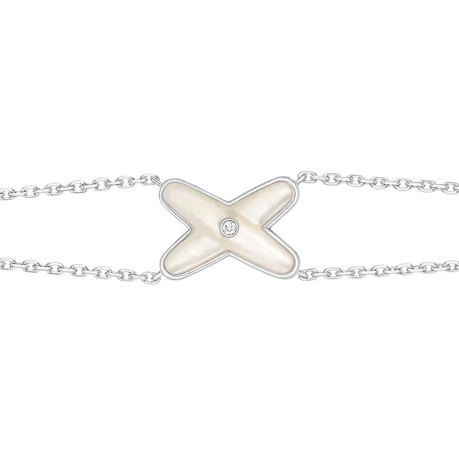 [⭐Clover Jewelry]JEUX BRACELET WHITE MOP SILVER 1 DIAMOND