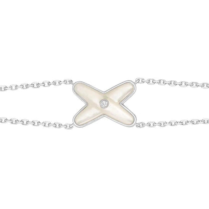 [⭐Clover Jewelry]JEUX BRACELET WHITE MOP SILVER 1 DIAMOND