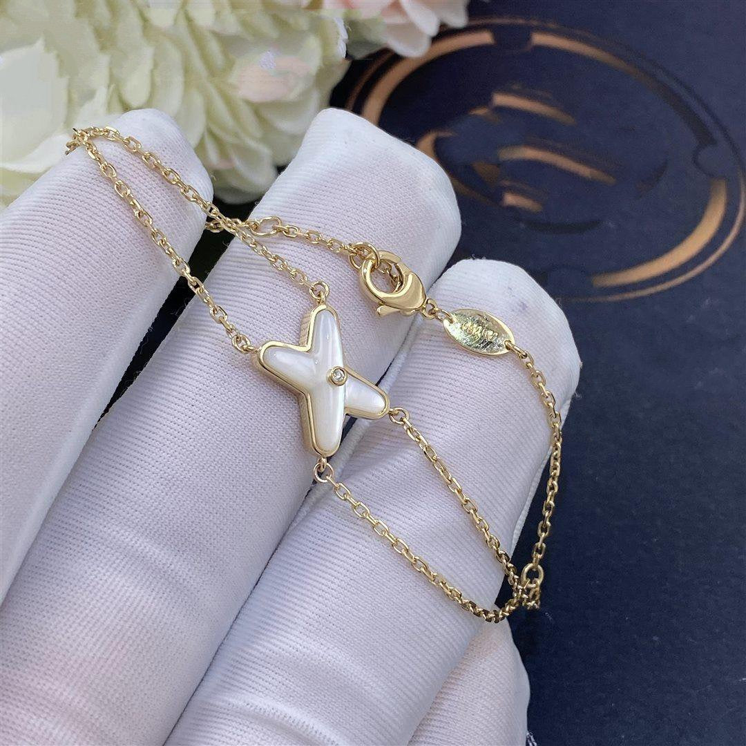 [⭐Clover Jewelry]JEUX BRACELET WHITE MOP GOLD 1 DIAMOND