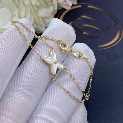 [⭐Clover Jewelry]JEUX BRACELET WHITE MOP GOLD 1 DIAMOND