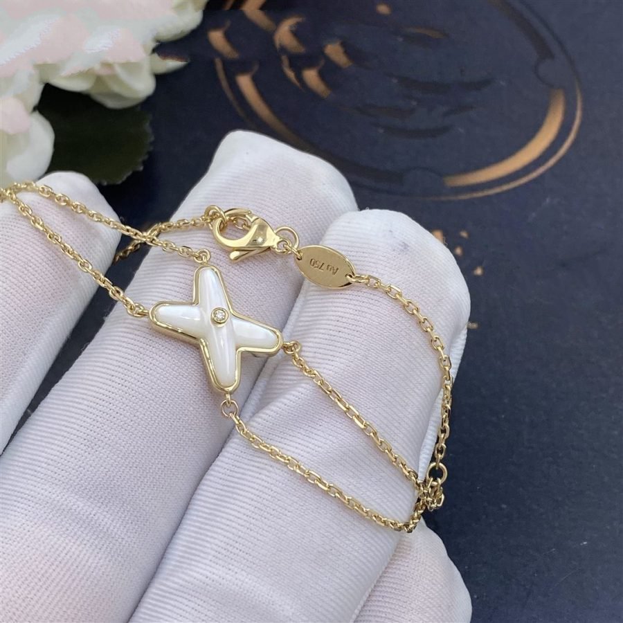 [⭐Clover Jewelry]JEUX BRACELET WHITE MOP GOLD 1 DIAMOND
