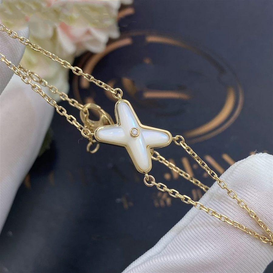 [⭐Clover Jewelry]JEUX BRACELET WHITE MOP GOLD 1 DIAMOND