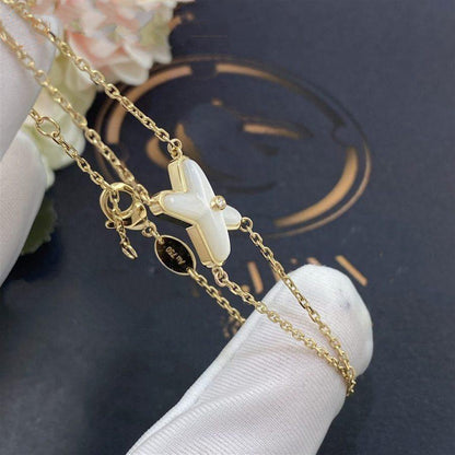 [⭐Clover Jewelry]JEUX BRACELET WHITE MOP GOLD 1 DIAMOND