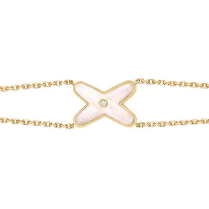 [⭐Clover Jewelry]JEUX BRACELET WHITE MOP GOLD 1 DIAMOND