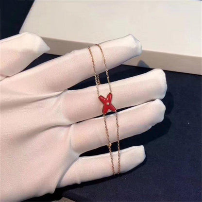 [⭐Clover Jewelry]JEUX BRACELET CARNELIAN PINK GOLD 1 DIAMOND