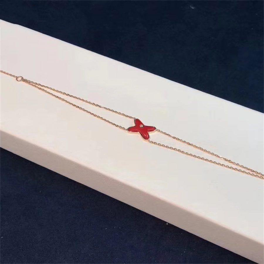 [⭐Clover Jewelry]JEUX BRACELET CARNELIAN PINK GOLD 1 DIAMOND