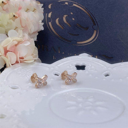 [⭐Clover Jewelry]JEUX DE PINK GOLD DIAMOND EARRINGS