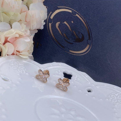 [⭐Clover Jewelry]JEUX DE PINK GOLD DIAMOND EARRINGS