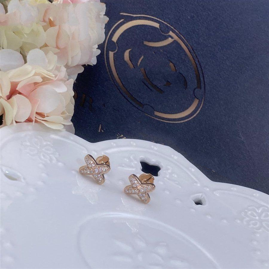 [⭐Clover Jewelry]JEUX DE PINK GOLD DIAMOND EARRINGS