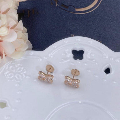 [⭐Clover Jewelry]JEUX DE PINK GOLD DIAMOND EARRINGS