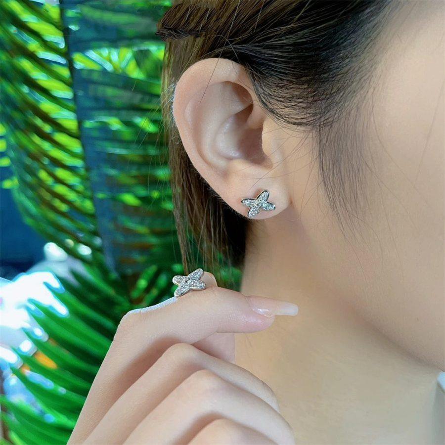 [⭐Clover Jewelry]JEUX DE SILVER DIAMOND EARRINGS