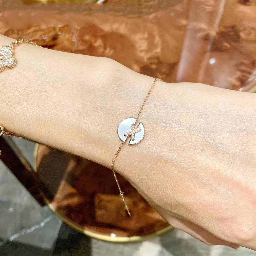 [⭐Clover Jewelry]JEUX DE BRACELET MOP PINK GOLD DIAMONDS