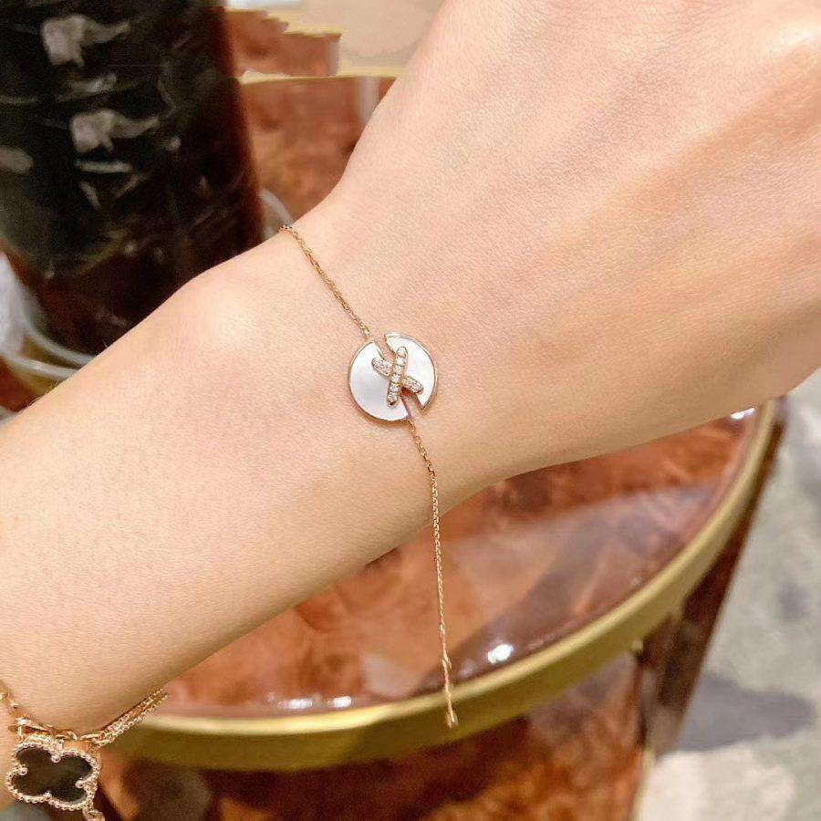 [⭐Clover Jewelry]JEUX DE BRACELET MOP PINK GOLD DIAMONDS