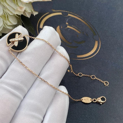 [⭐Clover Jewelry]JEUX DE BRACELET ONYX PINK GOLD DIAMOND