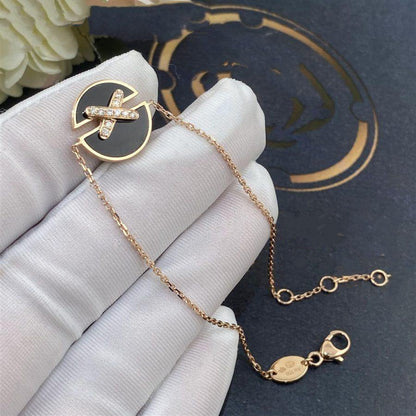 [⭐Clover Jewelry]JEUX DE BRACELET ONYX PINK GOLD DIAMOND