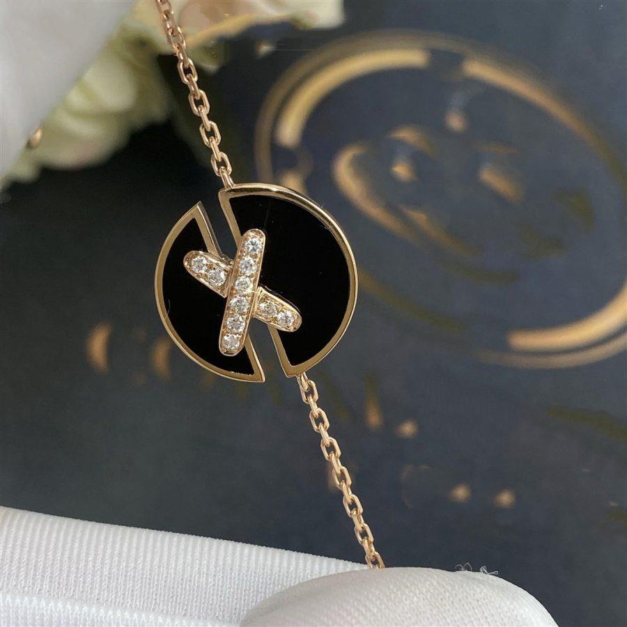 [⭐Clover Jewelry]JEUX DE BRACELET ONYX PINK GOLD DIAMOND