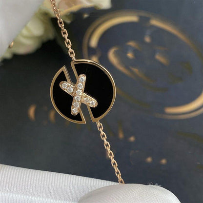 [⭐Clover Jewelry]JEUX DE BRACELET ONYX PINK GOLD DIAMOND