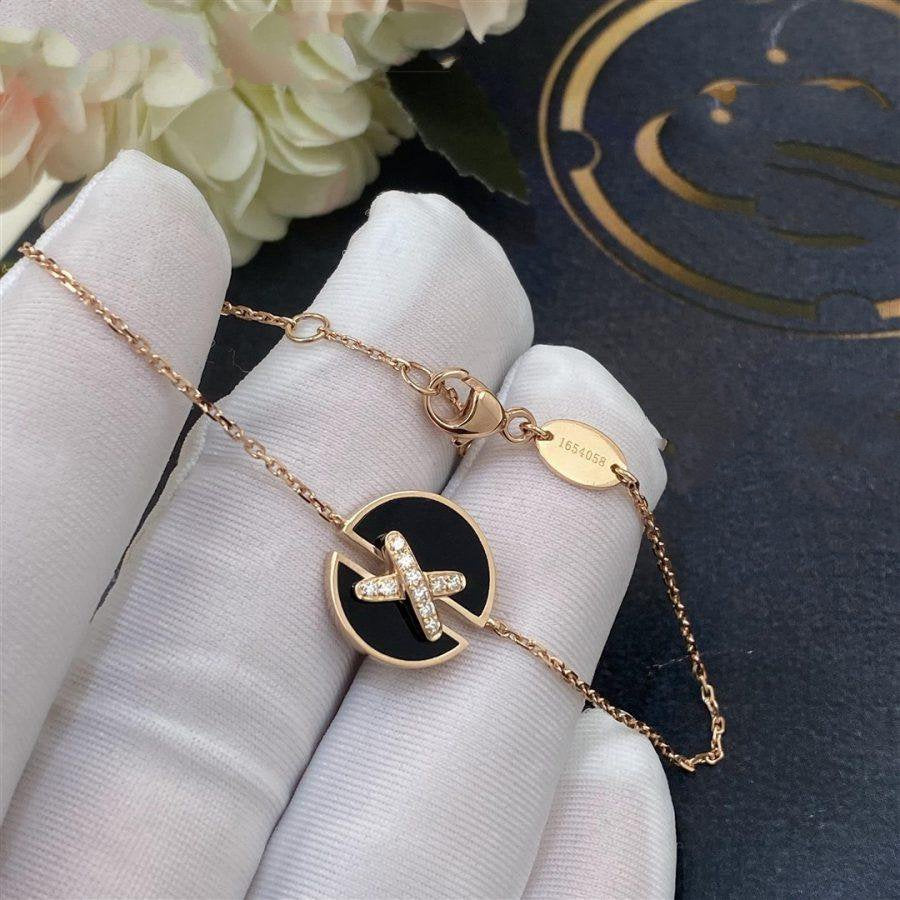 [⭐Clover Jewelry]JEUX DE BRACELET ONYX PINK GOLD DIAMOND